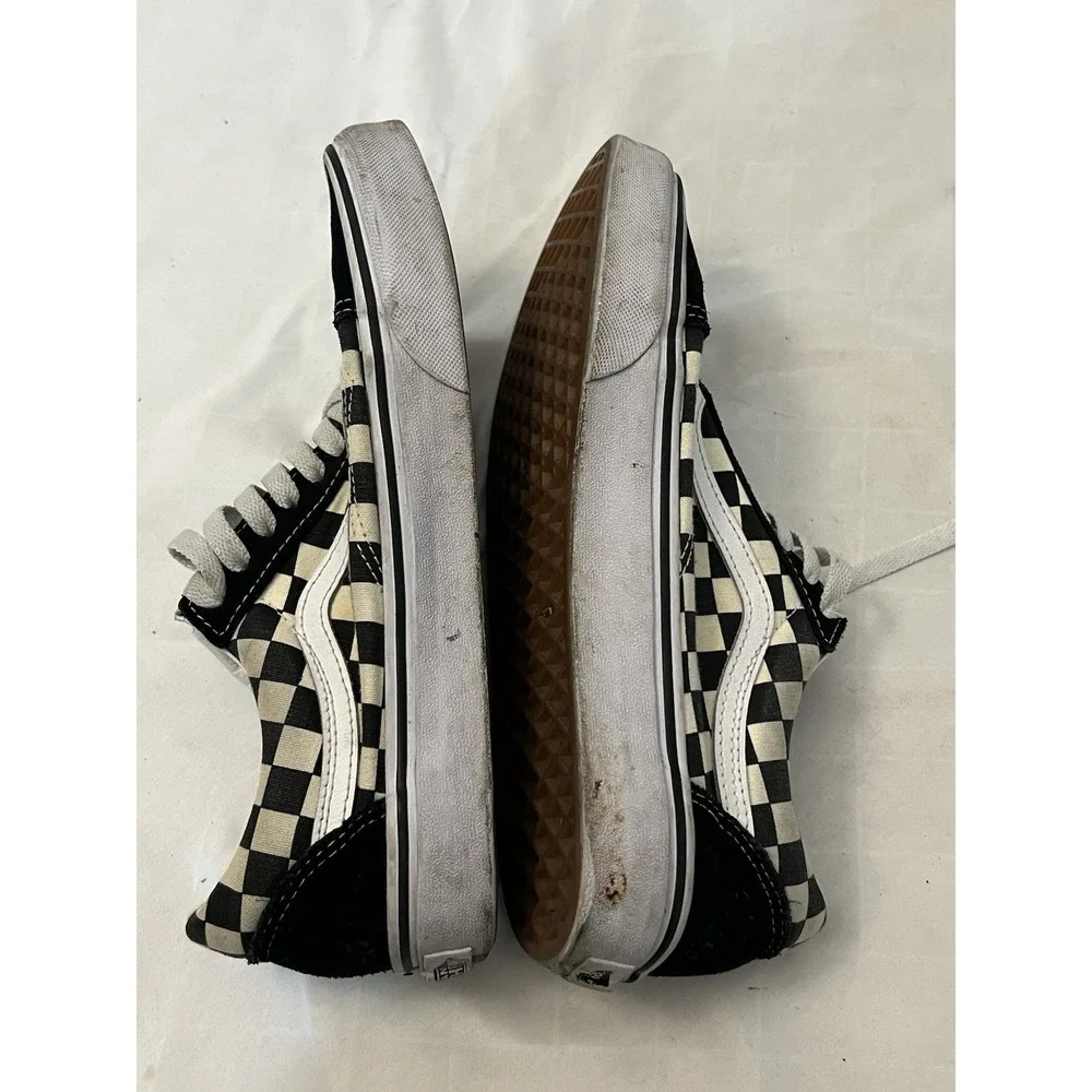Vans Low Skate Shoes Unisex M7.5 W9 Black‎ Checkered Suede Lace Up Old Skool